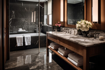 Elegant Hotel Bathroom with High-Quality Accessories