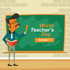 Free vector flat background design for world teachers day celebration