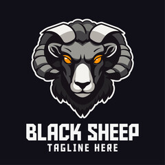 Black Sheep Sport Mascot Logo: Sheep, Goat, Ram Animals Logo Template