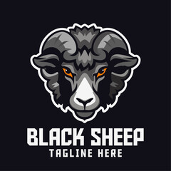 Black Sheep Sport Mascot Logo: Sports logo template featuring a black sheep