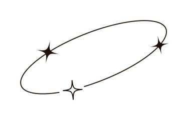 Y2k avatar line circle with star. Modern minimalist aesthetic line elements. Vector illustration