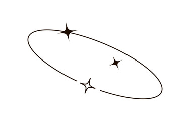 Y2k avatar line circle with star. Modern minimalist aesthetic line elements. Vector illustration