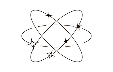 Y2k avatar line circle with star. Modern minimalist aesthetic line elements. Vector illustration