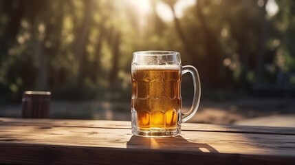 Beer in glass. Created with Generative AI technology.