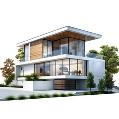 Fototapeta na wymiar Modern 3d Real State Home Isolated On White Background