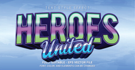 Heroes United Text Style Effect. Editable Graphic Text Template.