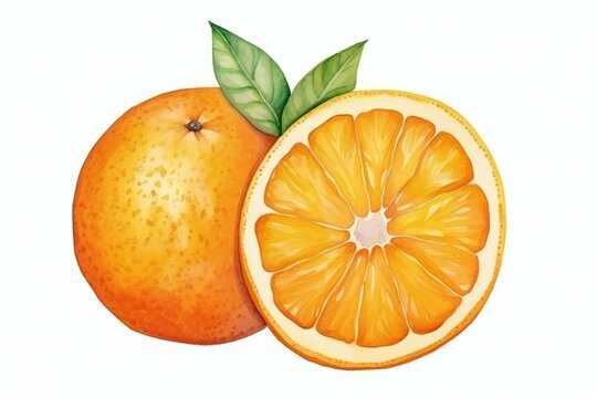 A set of watercolor clipart displaying succulent orange lemon slices, colored in orange and set against a white background.