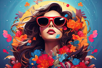 Obraz premium Portrait of a woman on abstract background