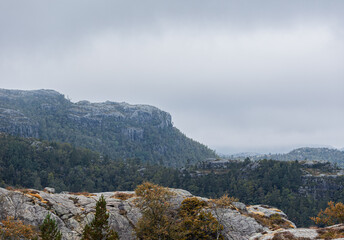landscape with mountains on hike in Norway on fjord