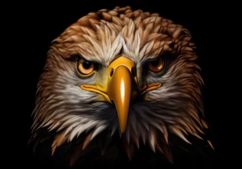 Deurstickers Digital illustration of eagle face on black background. Generative AI © Deivison