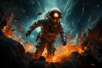 Fototapeta premium a space man explores the edges of the universe