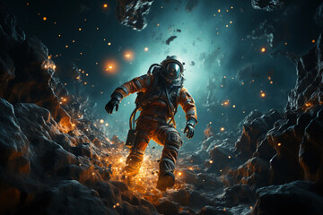 Fototapeta premium a space man explores the edges of the universe