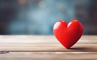 Red heart illustration, bokeh background, love and valentines concept. Generative AI