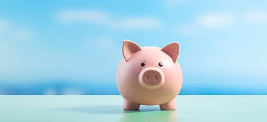 Piggy bank safe, economy and finance concept, blue background. Generative AI