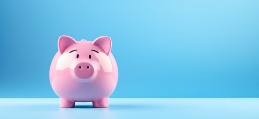 Piggy bank safe, economy and finance concept, blue background. Generative AI