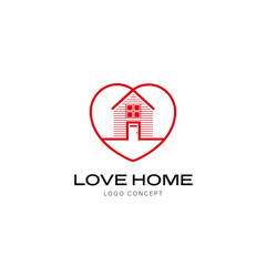 abstract lines house and heart logo vector, home care Logo Symbol Design Template Flat Style Vector