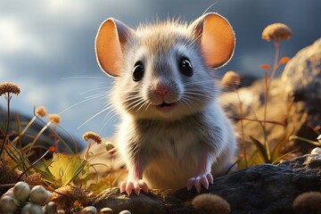 Beautiful cute mouse. AI generated