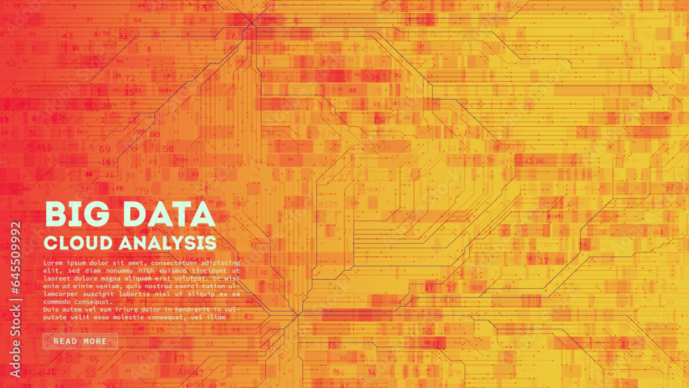 Poster Big Data cloud computing. Blockchain visualiztion. Social network information complexity.