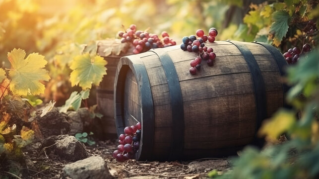 Wine barrel. Created with Generative AI technology.