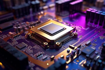 Fototapeta premium electronic circuit board with processor 