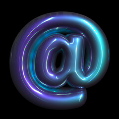 metaverse email sign - 3d at sign futuristic symbol - Suitable for technology, cyberspace or science related subjects