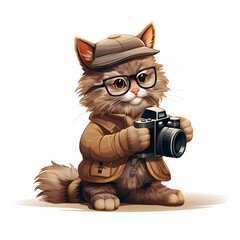 ai generated cat photographer holding camera