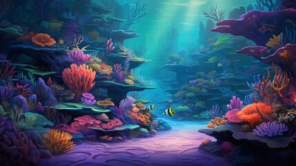 Fototapeta na wymiar a colorful coral garden, with intricate patterns and vibrant marine life, highlighting the beauty of coral ecosystems