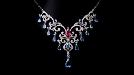 A stunning necklace adorned. AI Generative.