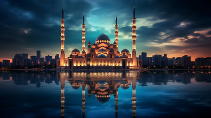 Fototapeta premium Beautiful Mosque in the world, AI Generative.