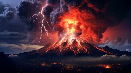 a rare and powerful volcanic lightning storm