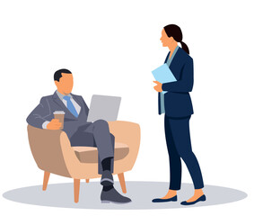 Obraz premium businessman sitting on sofa using computer