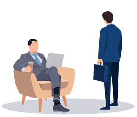 Obraz premium businessman sitting on sofa using computer