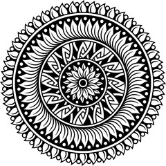 Tribal mandala. Circle polynesian design. Tattoo, design and decor element, coloring book pages. Highly detailed and accurate lines for print or engraving