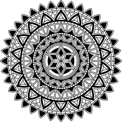 Tribal mandala. Circle polynesian design. Tattoo, design and decor element, coloring book pages. Highly detailed and accurate lines for print or engraving