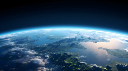 A view of the earth from space. 3D illustration with detailed planet surface. - obrazy, fototapety, plakaty