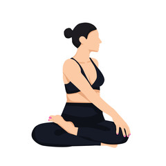 Young faceless woman practicing yoga. Vector flat illustration isolated on white background