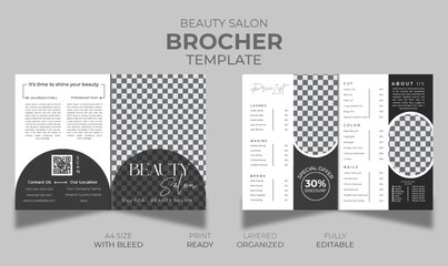 Beauty Salon Brochure Template, Spa Brochure Template,  Feminine Bifold Brochure, Salon Price List