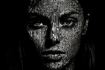 ASCII art, a portrait of a gorgeous woman