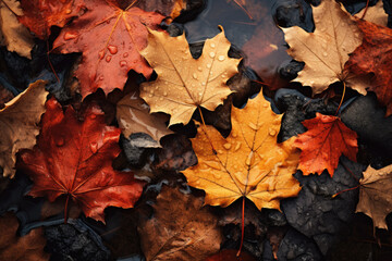 Natural autumn background with leaves