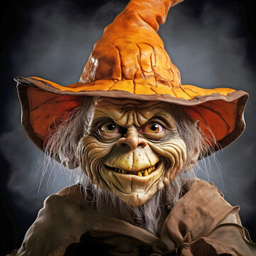 Halloween goblin with hat.AI generated.