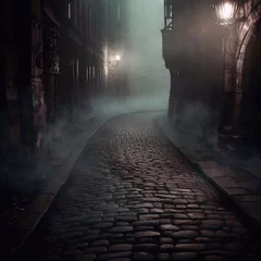 Selbstklebende Fototapete Enge Gasse Gaslit alleys at night