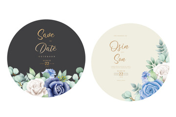 navy blue roses floral labels design