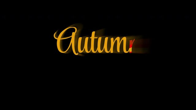 Animation of autumn greeting animation, lettering text alpha channel
