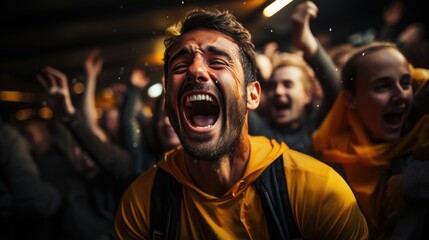 Raw emotions of fans during goal celebrations, highlighting the joy and passion of the sport. Generative AI