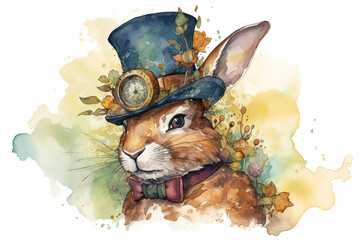 Steampunk Bunny Rabbit Illustration