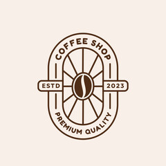 Illustration vector graphic of hipster coffeshop logo vintage, coffeehouse logo design template roasted coffee bean with decorative shine for businesse