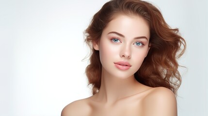 Naklejka premium Beautiful woman with professional make up, and beauty. generative ai