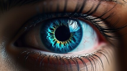 Beautiful Blue Eye Close-Up Illustration with Makeup