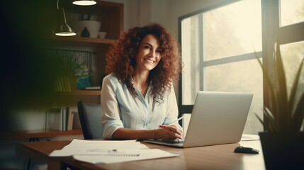 Obraz na płótnie Canvas businesswoman working on laptop