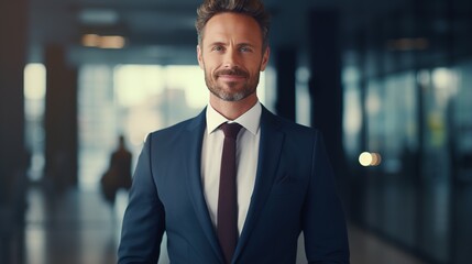Fototapeta premium Portrait of a smiling businessman. generative ai